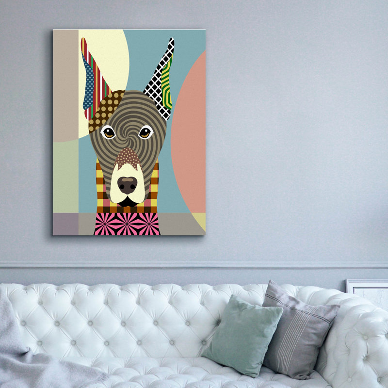 «Red Doberman Pinscher» par Lanre Adefioye, art mural sur toile, H 54 po x l 40 po