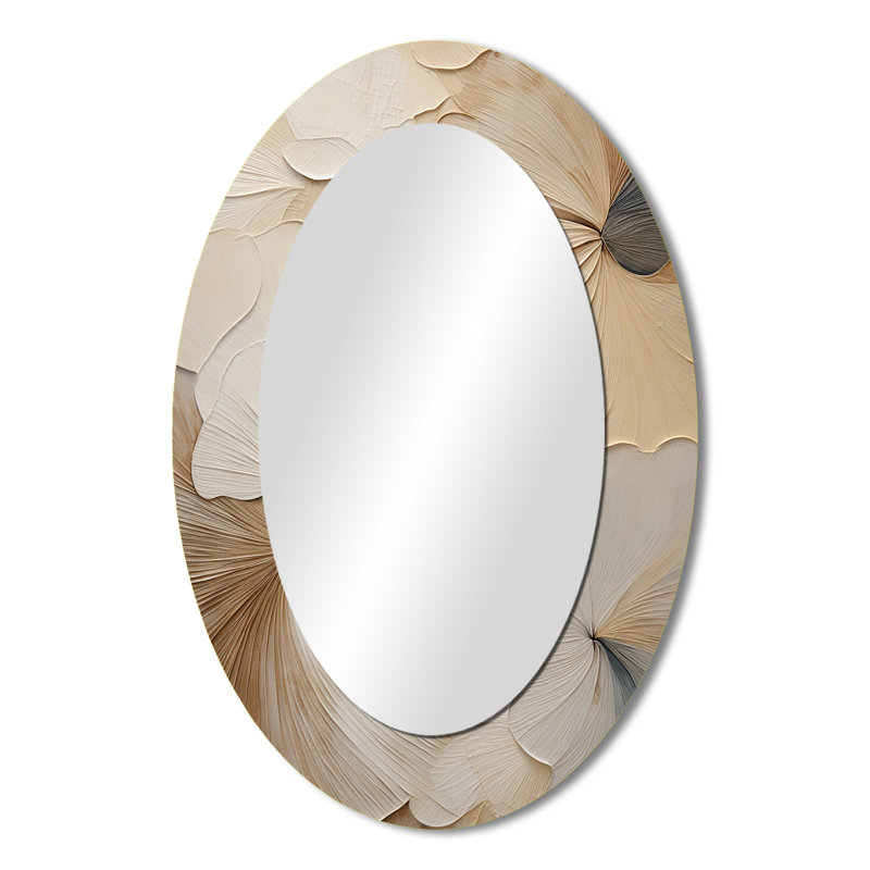 Décoration murale beige minimaliste élégance en fleur - Miroir mural beige, H 36 po x l 24 po