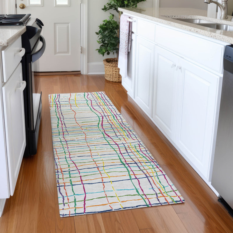 Premium Machine Washable Cortes AMF998 Stripes Rug, Runner 2'3" x 7'6"