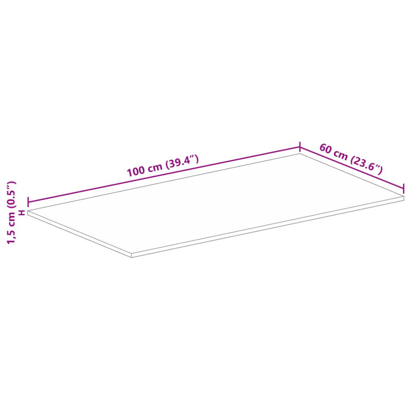 Solid Wood Table Top, 1.5cm H x 100cm W x 60cm D