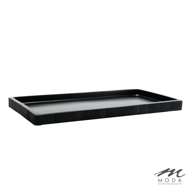 Matte Black Rectangular Plastic Bathroom Tray