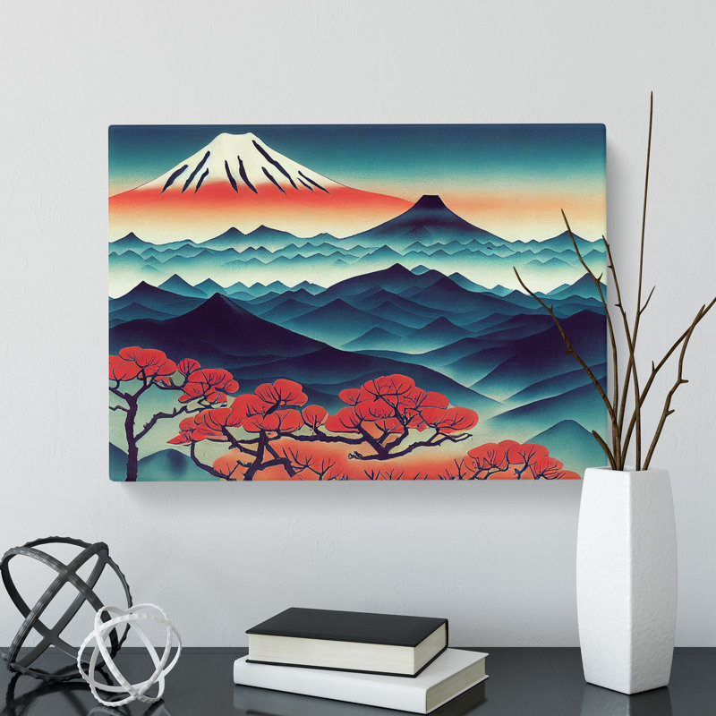 Placid Japanese Mountains - Wrapped Canvas Print, 50cm H x 76cm W x 3cm D
