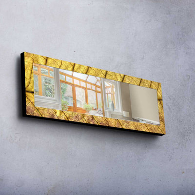 Elegant Decorative Mirror with 100% Pine Wood Frame, 15.7 x 47.2 inches | Real Glass Mirror (Thickness: 0.2 inches) | Stylish Fabric Painting | Ideal for Living Room, Bedroom & Entryway Decor