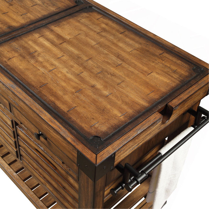 Versatile Distressed Chestnut Kitchen Cart For Efficient Cooking And Storage