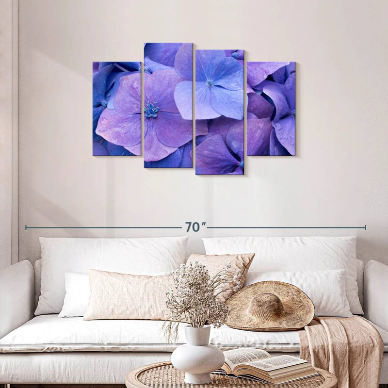 Hortensias mauves Harnek, H 27 po x l 43 po