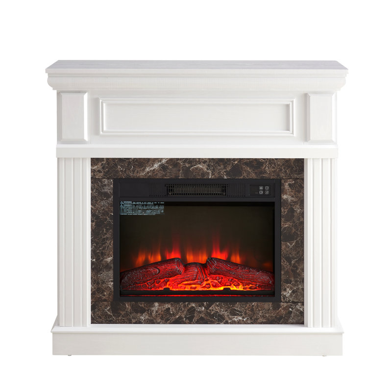 Foyer électrique blanc, l 41,65 po x P 14 po, compact et peu encombrant, télécommandée, flammes réglables, ameublement élégant, surface lisse, sens du design 3D, style classique, flamme réaliste