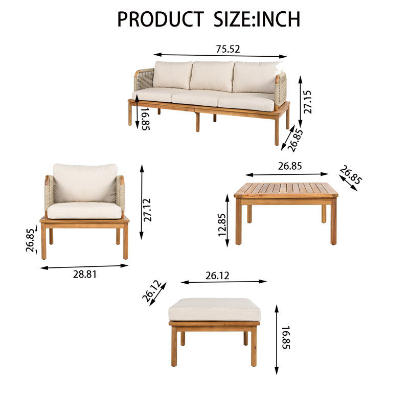 Ensemble de conversation modulaire 5 pièces pour l'extérieur