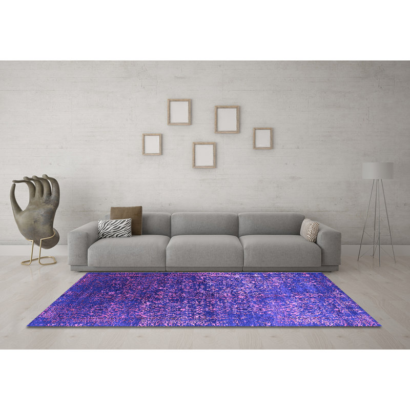 Tapis mauve Mid-Century 2587, Carré 8 pi