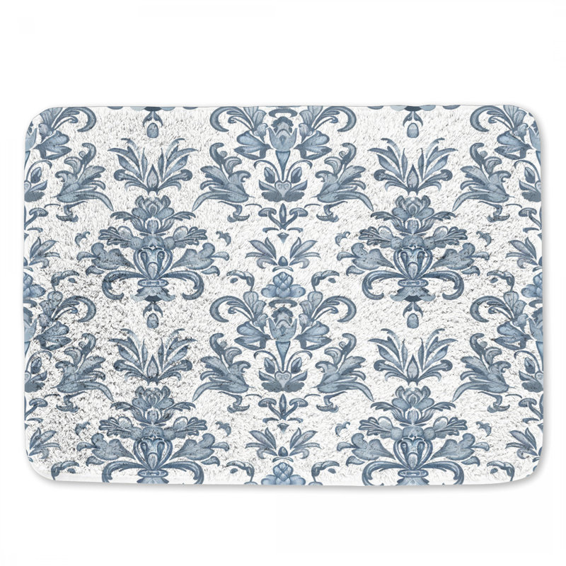 Ornement de motifs de tapis de bain damassés pour salle de bain baroque, L 24 po x l 17 po