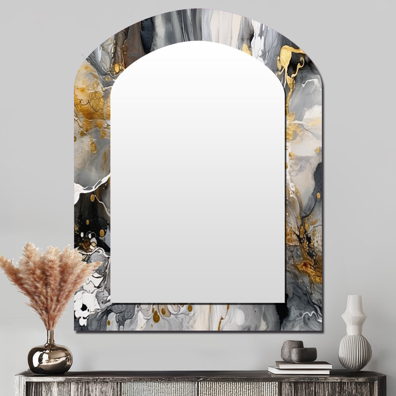 Miroir mural gris moderne délicat, 43 po x 33 po