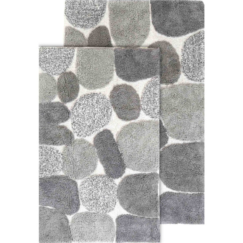 Creline Bath Rug Set, Grey, 24"W x 40"L, 21"W x 34"L