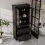 Armoire de rangement pour salle de bain haute avec porte vitrée, 2 tiroirs et tablettes réglables-633903187
