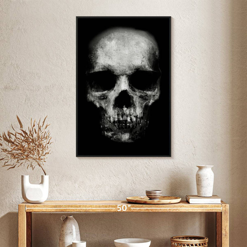 Crâne fantôme, 25 po x 37 po, Cadre flottant noir
