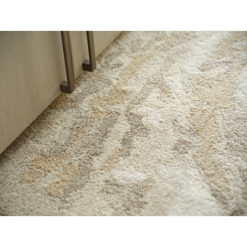 Cortero Hand Tufted Wool Abstract Area Rug, Rectangle 12' x 15', Gold/Ivory