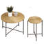 2 tables - imperméables, couvertes. Conception cylindrique vieillie. Pieds en métal noir. Dimensions appropriées pour les maisons. Options de couleurs polyvalentes. Et charmant. Ambiance rustique avec coin salon