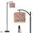 Arc Floor Lamp with Adjustable Lampshade Sweet Chinoiserie Blossoming Tree Branches Small Birds Perched Standing Lamp 3 Color Temperatures Dimmable Tall Pole Lamp with Foot Switch for Bedroom