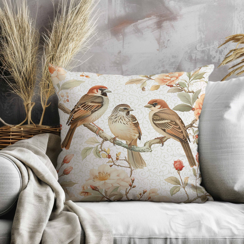 Oreiller en faux suède Branch Buddies, Rose / Orange, Carré 26 po