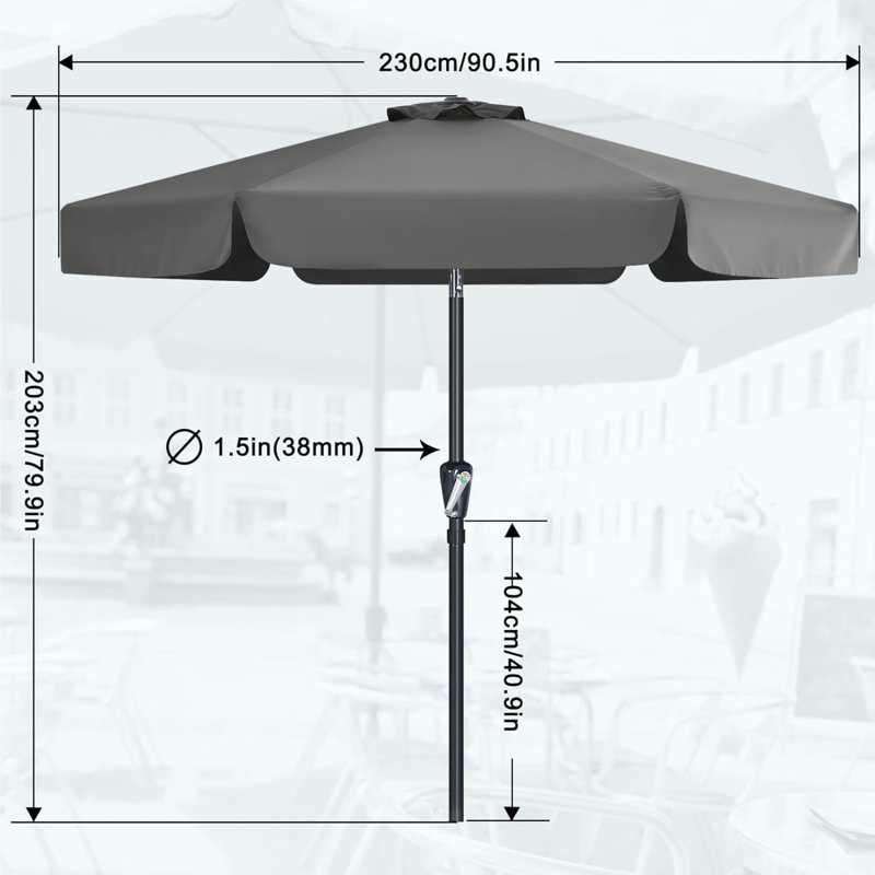 Carmilla 230cm Tilt Market Parasol, Dark Grey