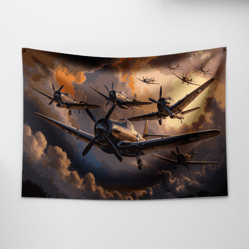 Tapisserie murale Avions à hélices rétro Transagement, 26 po x 36 po
