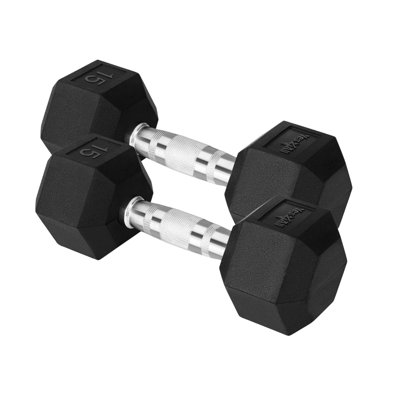Yes4All Fonte - Haltère hexagonale à prise chromée - 15 lb - la paire