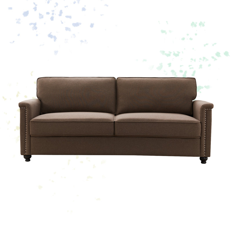 Causeuse à accoudoirs évasés 55,9 po Lightle, Polyester brun