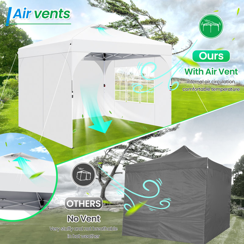 Tent 10x10 Pop up Canopy Outdoor Shade with Sidewalls UPF 50+ Waterproof Canopy, White