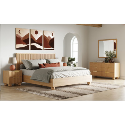 Ensemble de chambre avec lit plateforme 5 pièces Camila