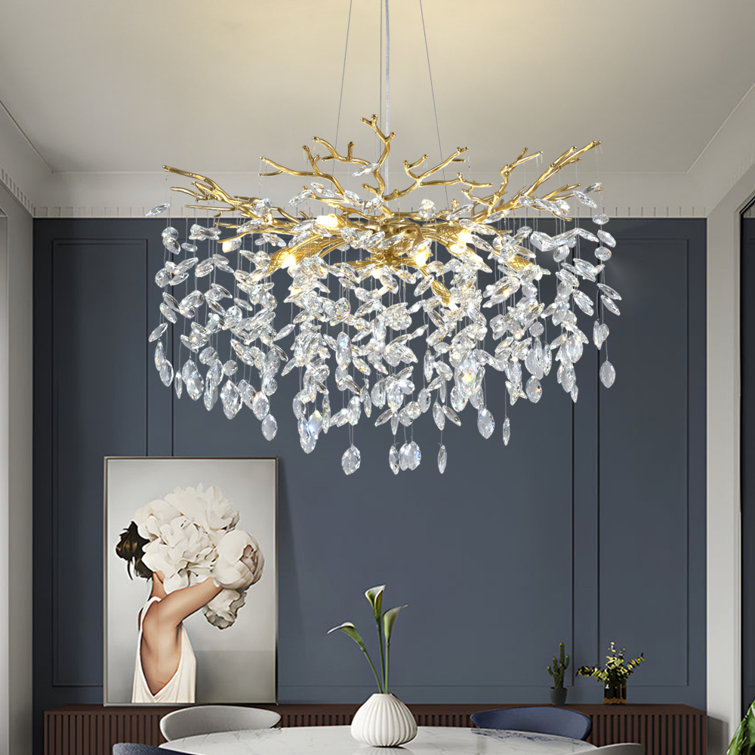 Lustre linéaire 10 branches en cristal 30 lumières à intensité variable