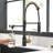 Purifier Kitchen Sink Faucet - Drinking Water Tap With Pull Down Filter In Black And Gold Contemporary Design Precision Manufacturing