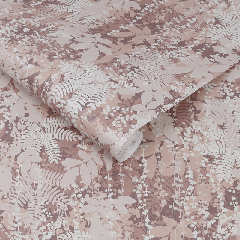 Floral Metallic Wallpaper Roll, Antique Rose