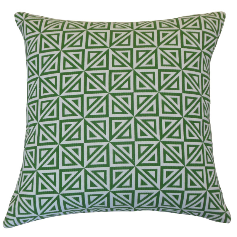 Coussin décoratif géométrique Inaya, Hauteur (26 po) x largeur (26 po), Kelly