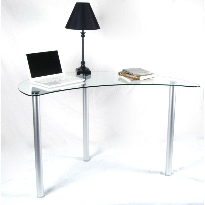 Boylan Tempered Glass Aluminium Writing Desk