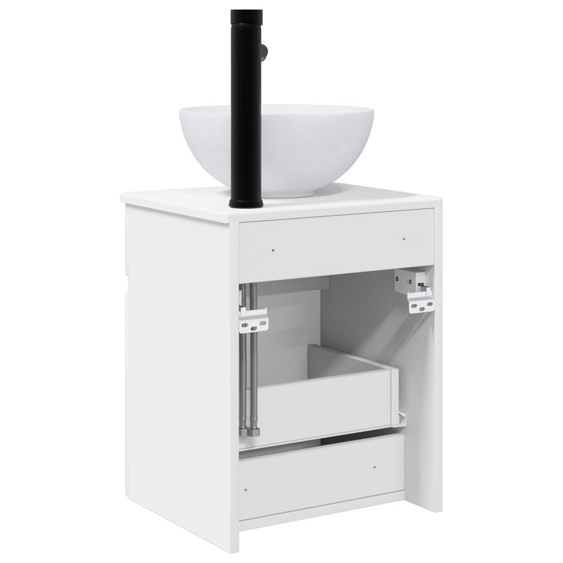 Single Bathroom Vanity with Ceramic Basin, White