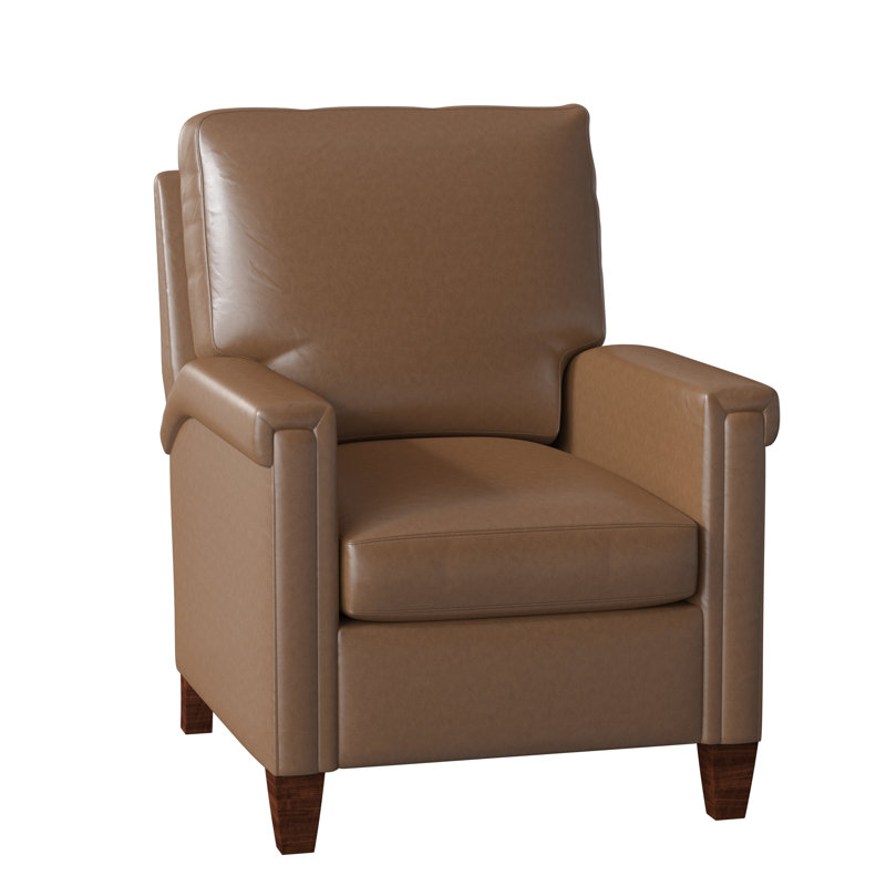 Kara 32" Wide Faux Leather Standard Recliner, Outsider Raven Genuine Leather, Mahogany, Power