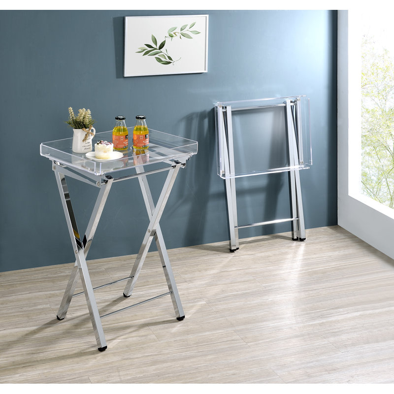Table de bout Reyhaneh, Plateau transparent / base chromée