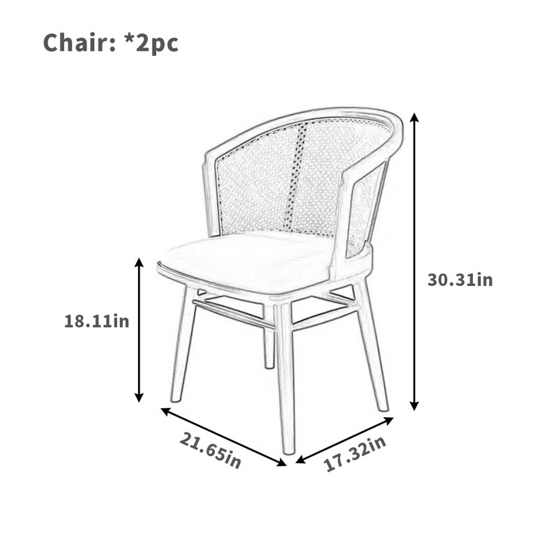 Chaise en rotin de bois massif pour un usage domestique