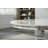 White Marble Dining Table, Luxurious 44.88" Circle Dining Room Table with Printed Marble Top and Stainless Steel Pedestal, Modern Round Kitchen Table for 6-683138981