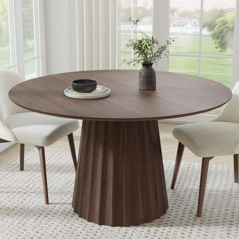 Table de salle à manger en bois massif, H 30 po x L 52 po x l 52 po, Noyer