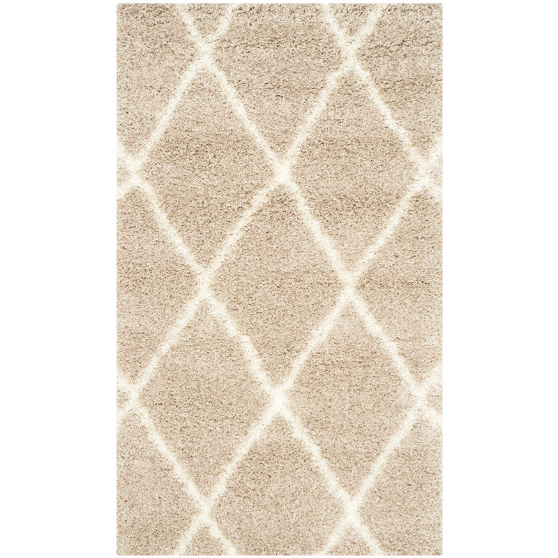 Tapis beige / ivoire à motif géométrique Amhold, Rectangle 3 pi x 5 pi