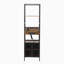 Salon Storage Cabinet with Open Shelves and Hair Dryer Holders, Vintage Brown