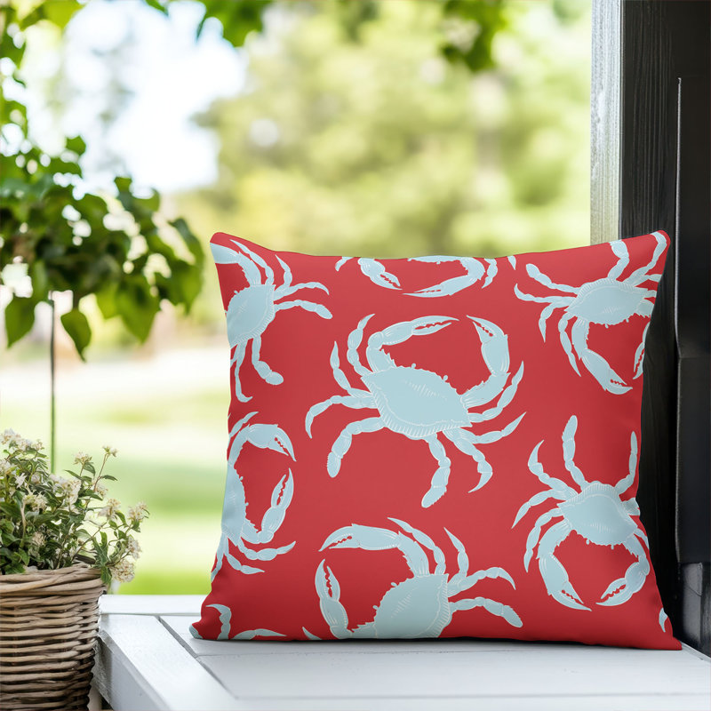 Coussin décoratif d'extérieur Crabby, Carré 16 po, Rouge