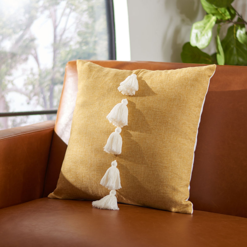 Tassels Reversible Throw Pillow