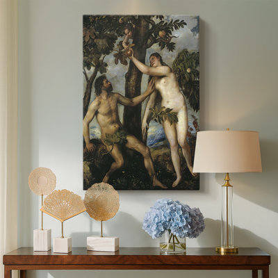 La chute de l'homme (Adan y Eva) - Toile tendue sur châssis par Titian