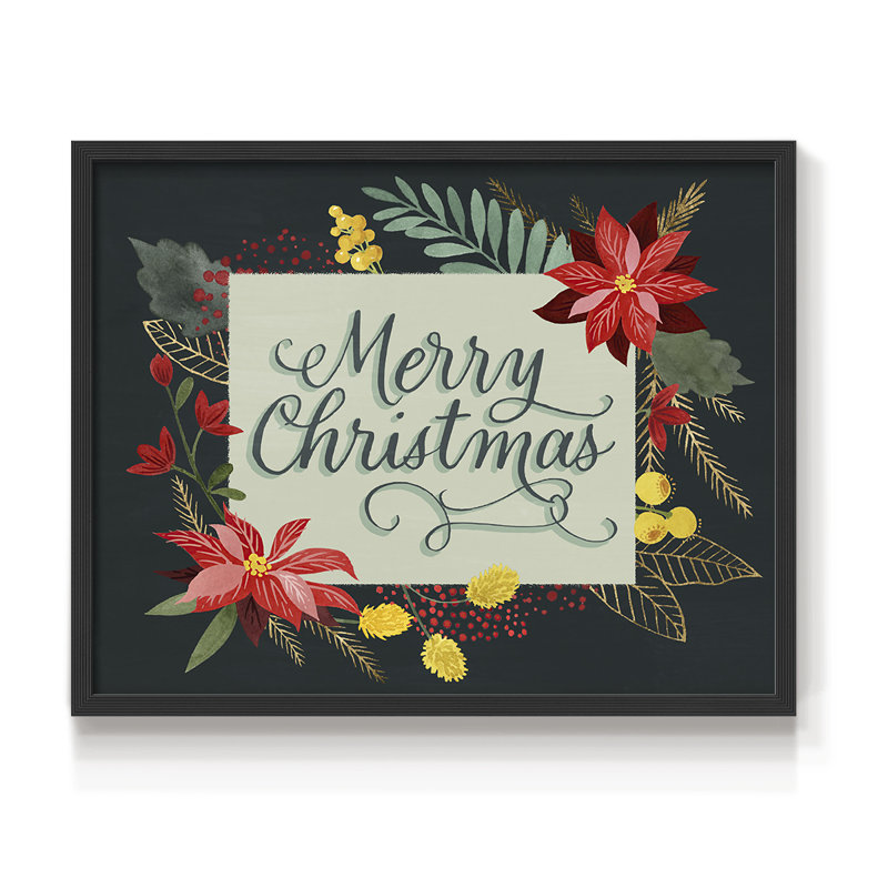Bright Christmas Night I - Reproduction encadrée - Restickable, H 22 po x l 28 po, Noir, noir, noir, noir