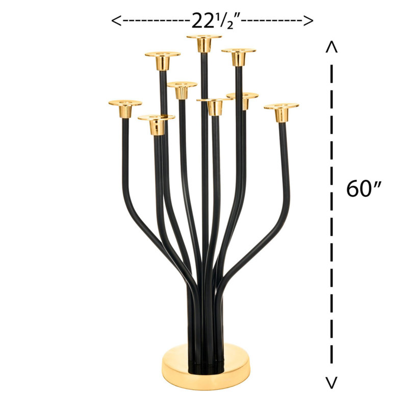 Radiant Tree Stainless Steel Tabletop Candelabra, 60" H x 22.5" W x 22.5" D, Black/Gold