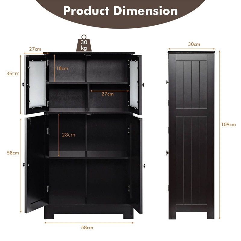 Freestanding Bathroom Cabinet, Black