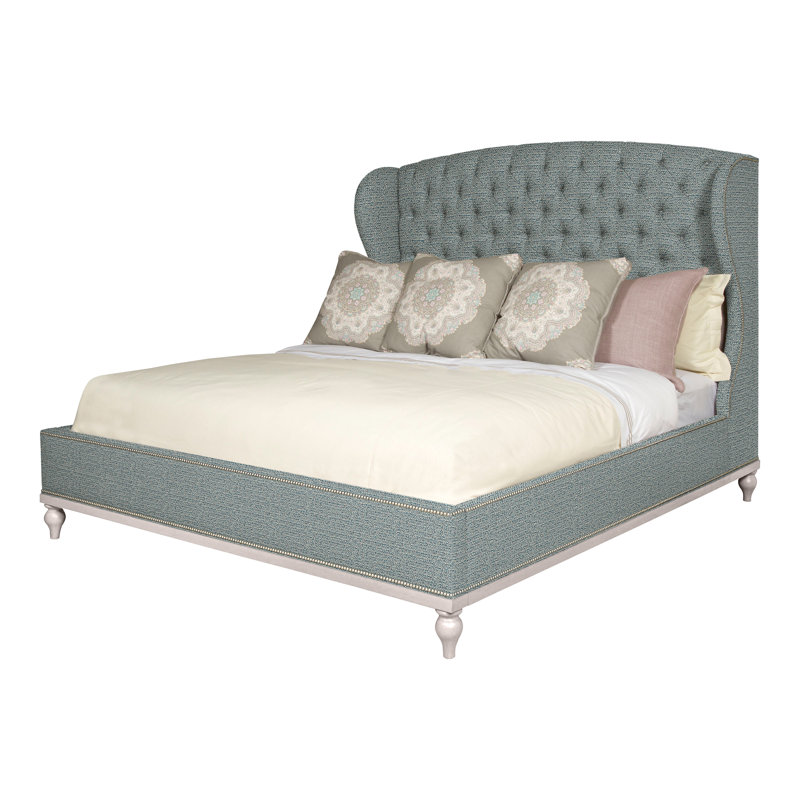 Emma Queen Upholstered Panel Bed, Navajo, Yes, Tuck Cobalt