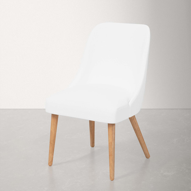 Chaise en bois massif Lozelle, Bois naturel, Sergé Performance blanc