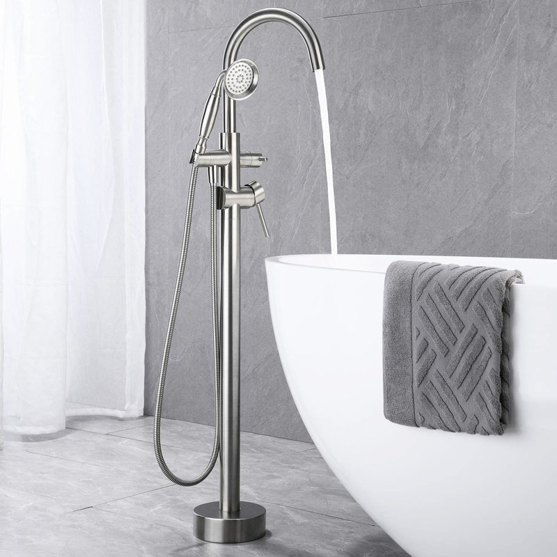 Brushed Nickel Bathtub Faucet With Rough-in Valve - A Seamless Installation Process Freestanding In Metal Handle For Smooth Operation