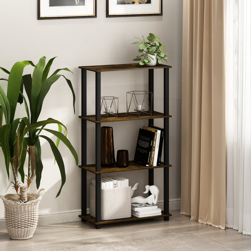 Johnston Etagere Bookcase, Amber Pine/Black